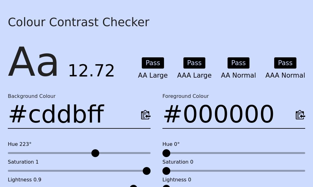 Screenshot of Accessible color contrast checker