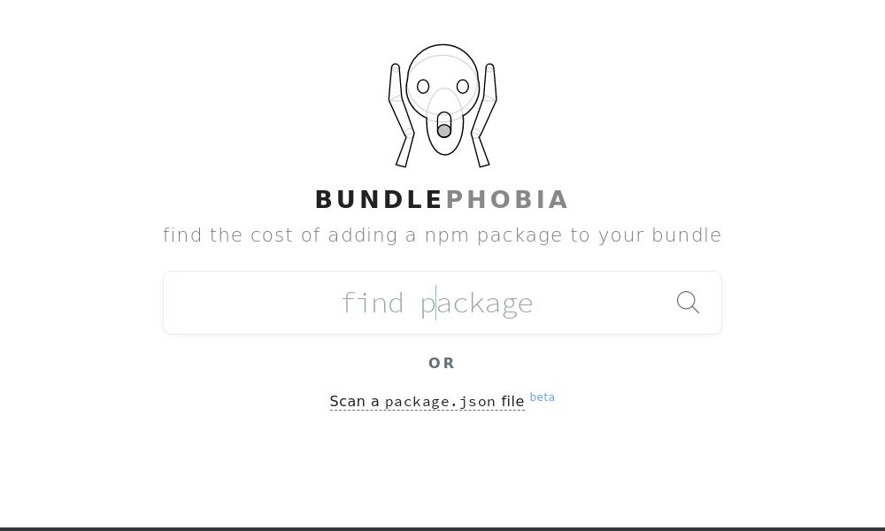 Screenshot of Bundlephobia