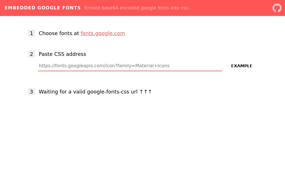 Screenshot of Embedded Google Fonts
