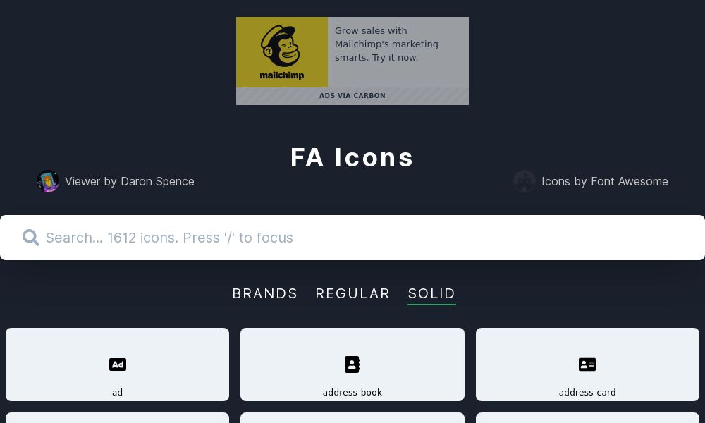 Screenshot of FA Icons.dev