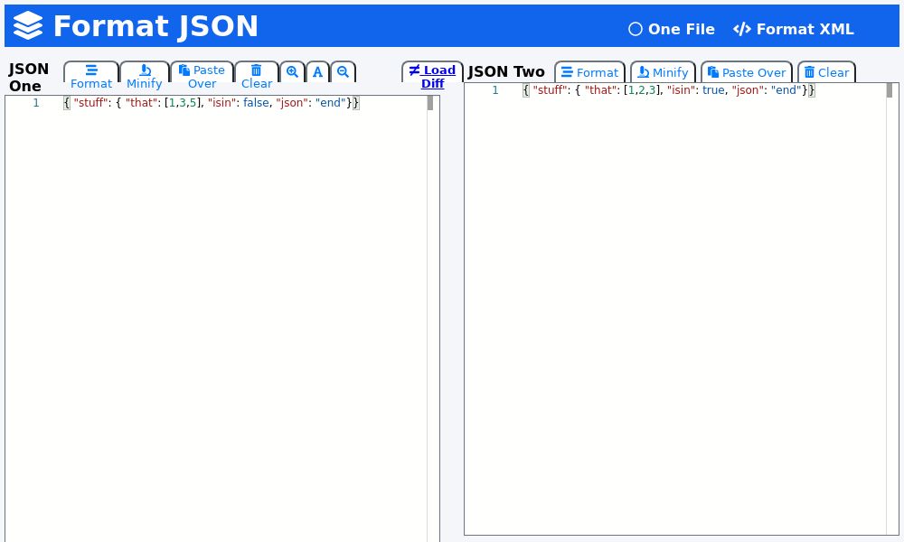 Screenshot of Format JSON