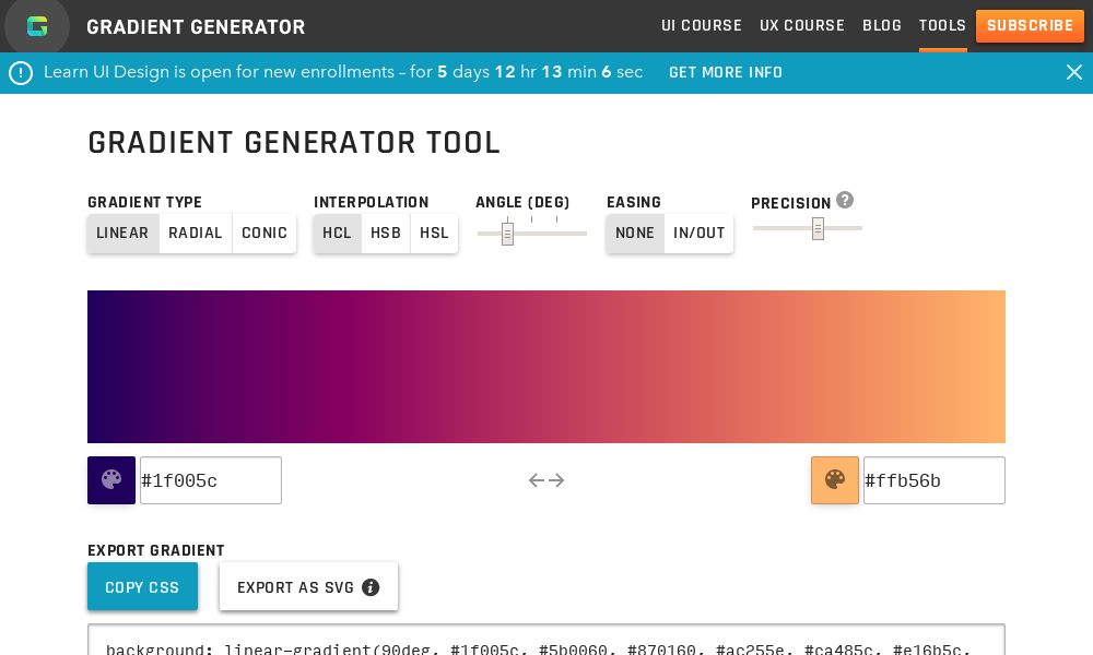 Screenshot of Gradient Generator
