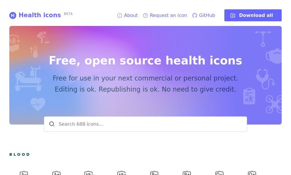 Screenshot of Health Icons