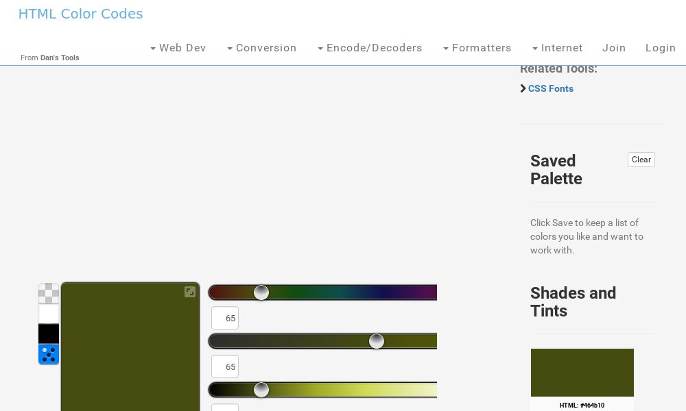 Screenshot of HTML Color Codes