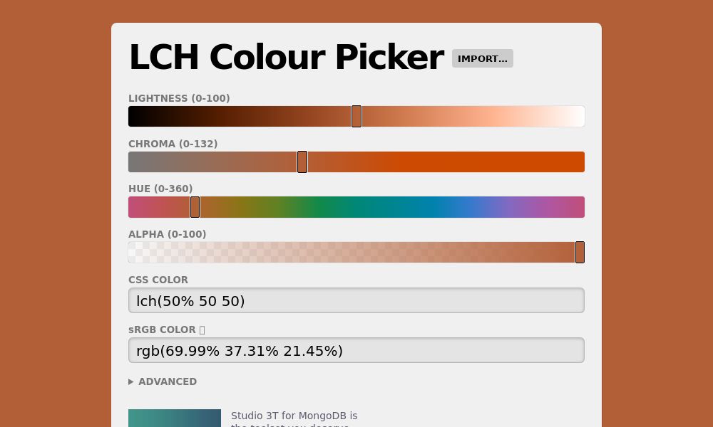 Screenshot of LCH Colour Picker