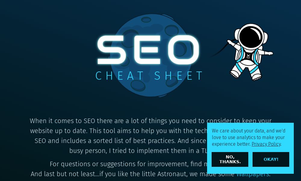 Screenshot of SEO Cheat Sheet