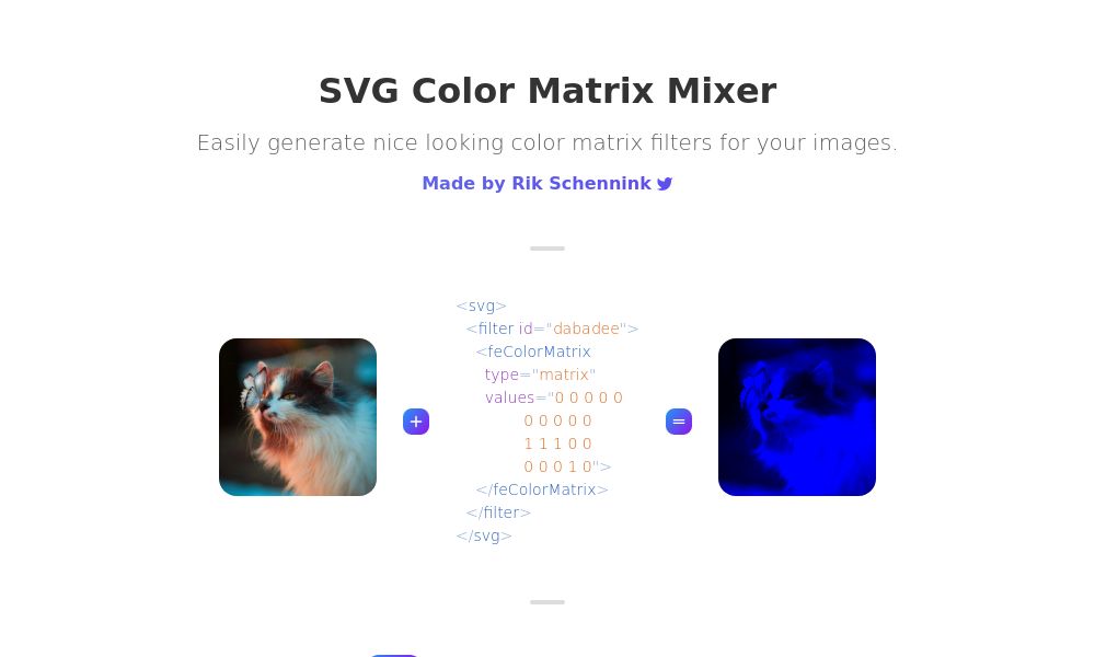 Screenshot of SVG Color Matrix Mixer