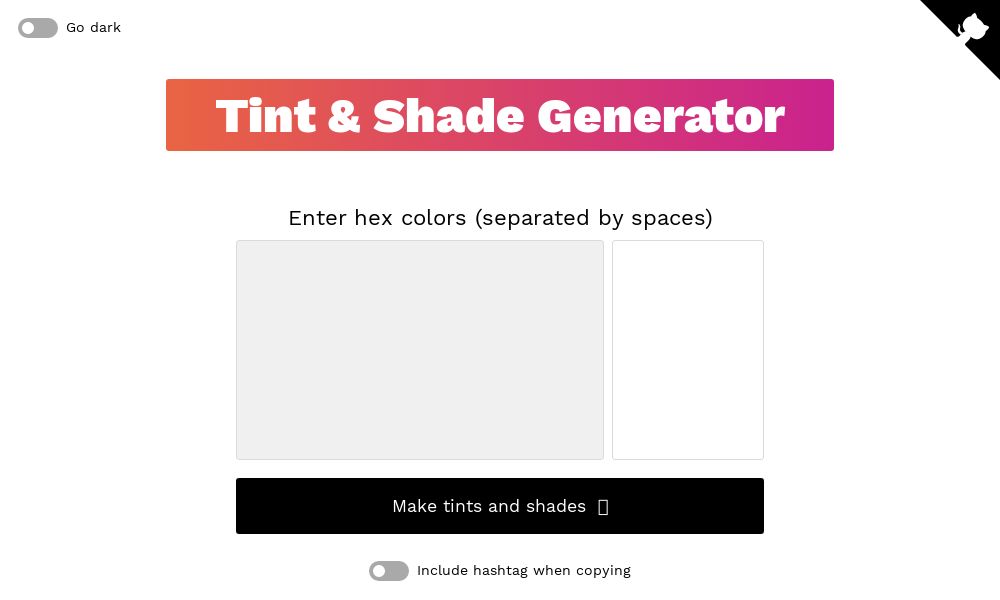 Screenshot of Tint & Shade Generator